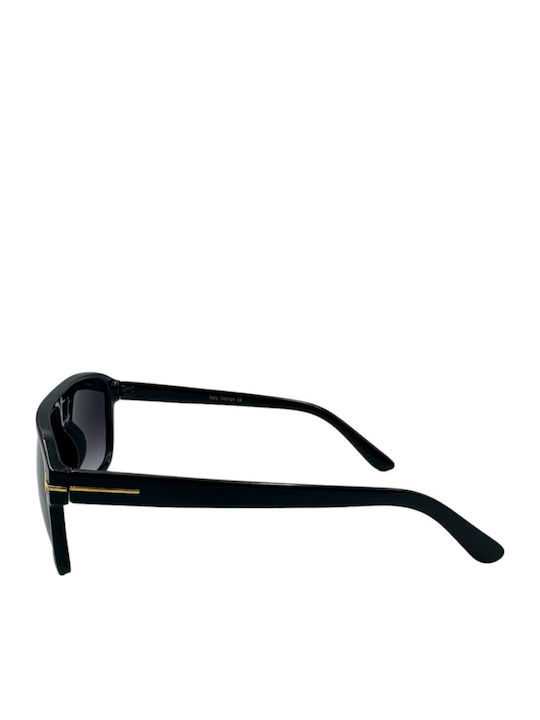 V-store Men's Sunglasses with Black Plastic Frame and Black Gradient Lens 5178-01