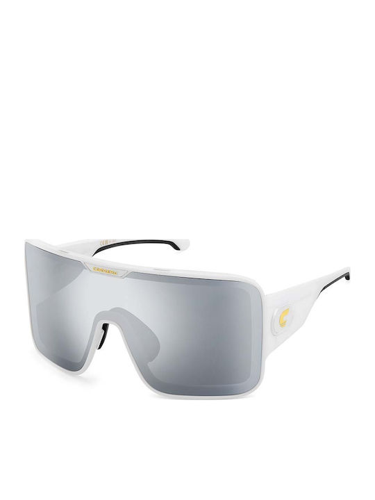 Carrera Unisex Sunglasses with White Horn-Rimmed Frame and Grey Mirror Lens 15 VK6 T4