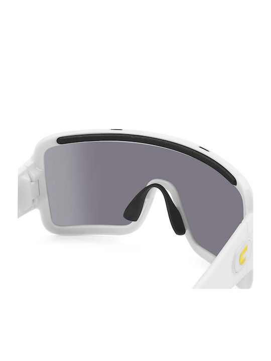 Carrera Unisex Sunglasses with White Horn-Rimmed Frame and Grey Mirror Lens 15 VK6 T4