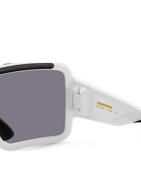 Carrera Unisex Sunglasses with White Horn-Rimmed Frame and Grey Mirror Lens 15 VK6 T4