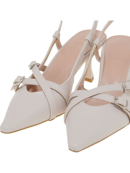 Spitze Zehe Pumps mit Mittlerem Absatz Weiße