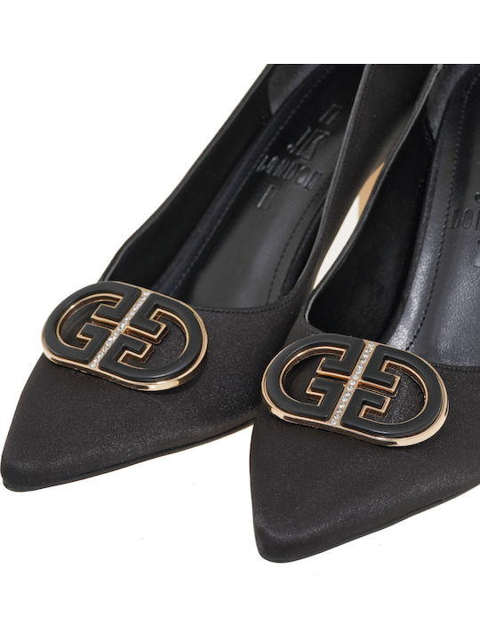 Satin Pumps mit Hochem Absatz Schwarze