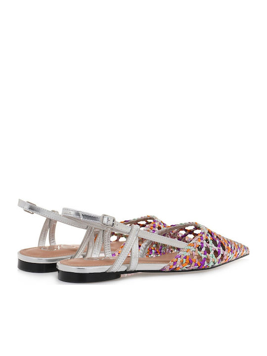 Miami Γυναικείες Μπαλαρίνες Slingback σε Ασημί Χρώμα
