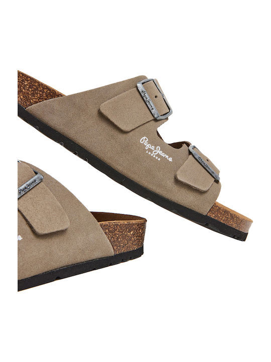 Leder Herrensandalen in Gray Farbe