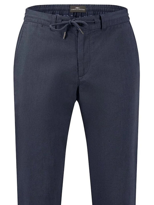 Fynch Hatton Pantaloni pentru bărbați Elastice cu Croială Normală Dark Navy