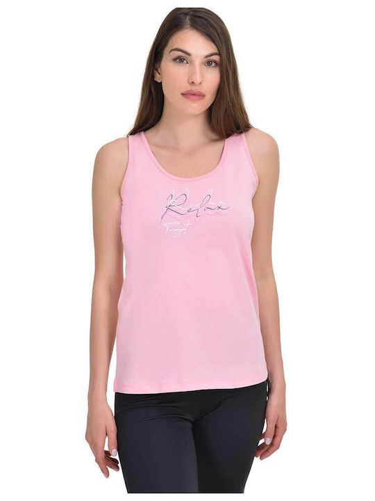 Damen Bluse Baumwolle Ärmellos Rosa
