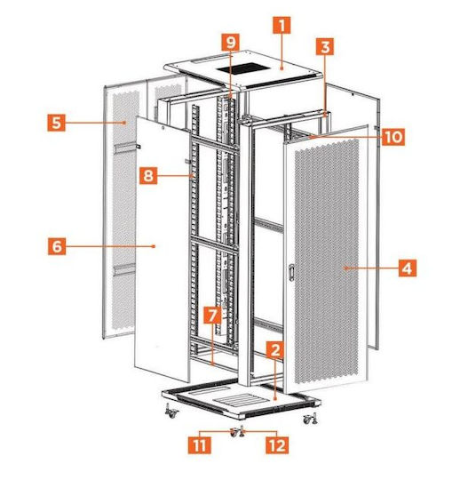 Safewell Επιδαπέδια Καμπίνα Rack 42U 80x205.5cm Μαύρο SNB8142ΙΚ