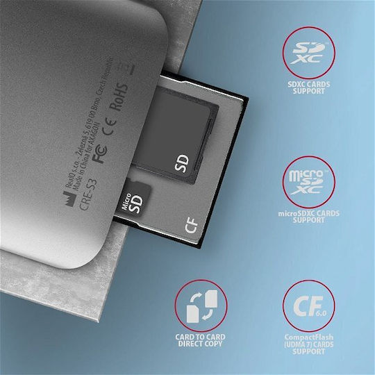 Axagon Card Reader USB 3.0 USB 3.2 USB 2.0 Type-C για SD/microSD