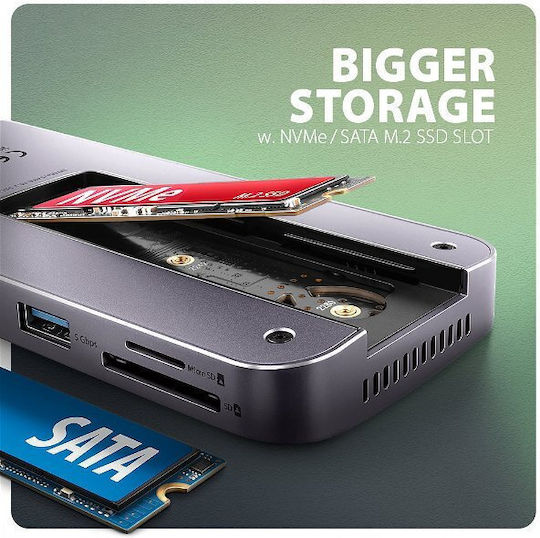 Axagon v1 Hub 12 Θυρών USB 3.2 με σύνδεση USB-A / USB-C Ασημί