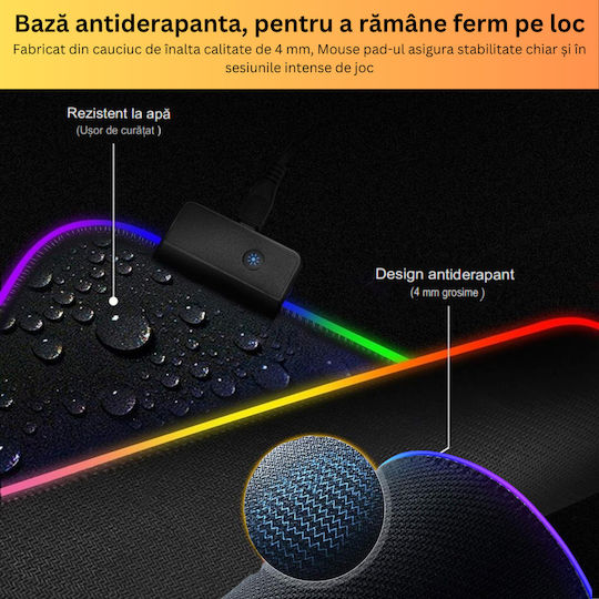 Gaming Mouse Pad XL (600mm) με RGB Φωτισμό μέσω USB Μαύρο