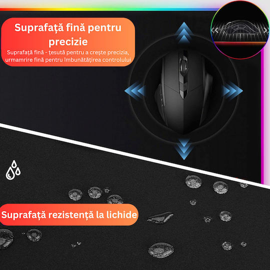 Gaming Mouse Pad XL (600mm) με RGB Φωτισμό μέσω USB Μαύρο