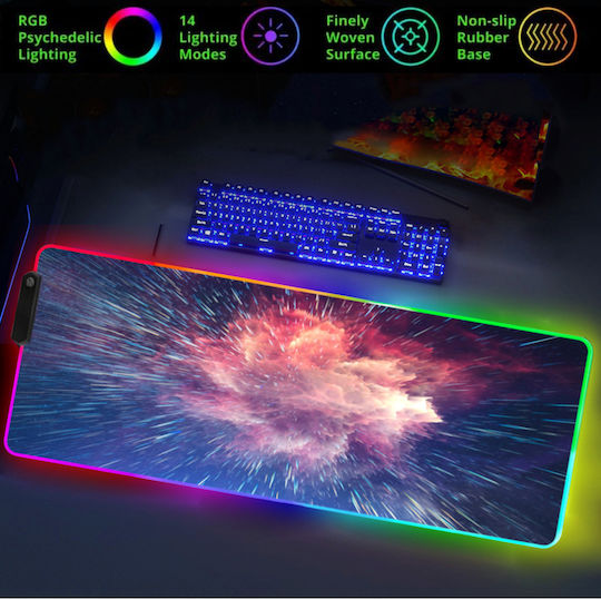 Gaming Mouse Pad XL (600mm) με RGB Φωτισμό μέσω USB Μαύρο