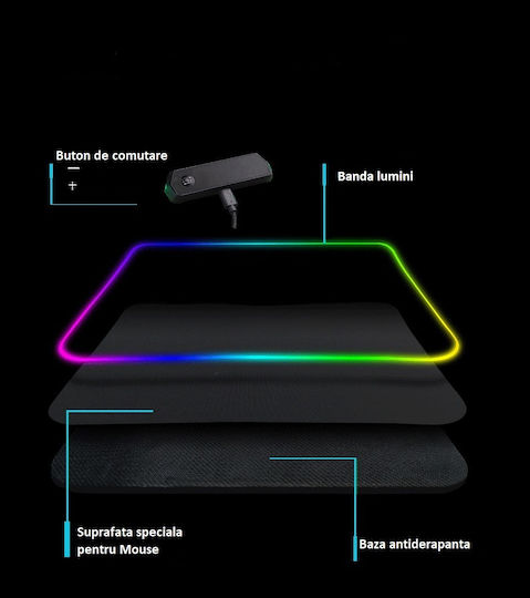 Gaming Mouse Pad XL (600mm) με RGB Φωτισμό μέσω USB Μαύρο