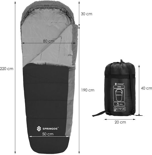 Springos Schlafsack Einzeln Black And Gray