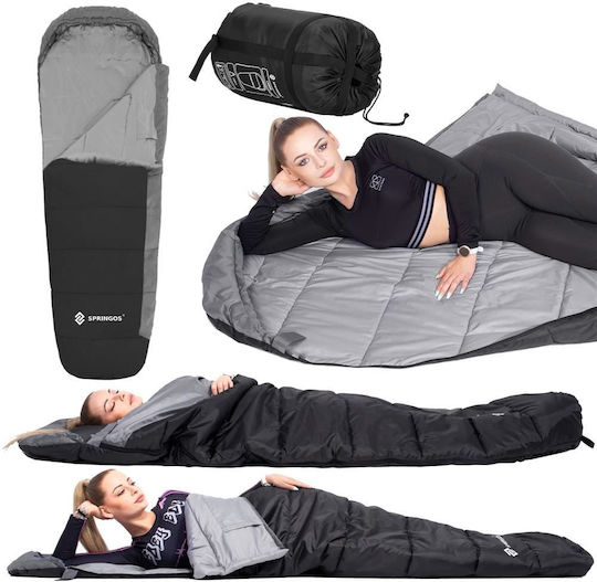 Springos Schlafsack Einzeln Black And Gray