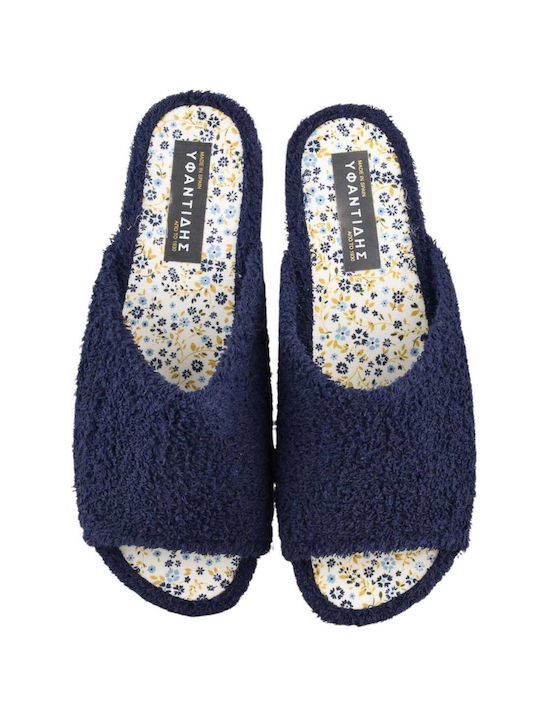 Yfantidis Terry Winter Women's Slippers in Blue color