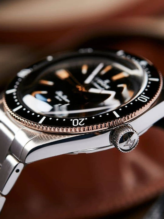 Edox Ανδρικό Ρολόι 42mm Αυτόματο με Γκρι Μεταλλικό Μπρασελέ