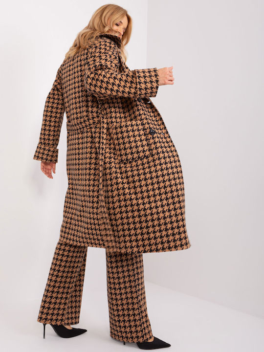 Lakerta Women's Long Coat with Belt Brown