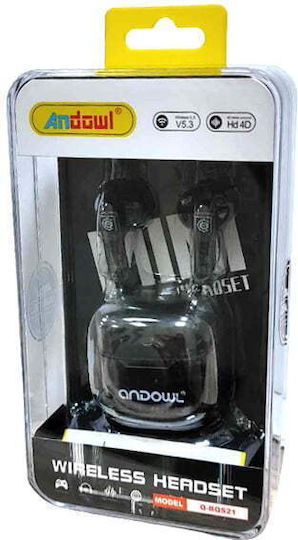 Andowl Q-BQS21 In-ear Bluetooth Handsfree Ακουστικά με Θήκη Φόρτισης Πορτοκαλί
