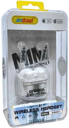 Andowl Q-BQS21 In-ear Bluetooth Handsfree Ακουστικά με Θήκη Φόρτισης Πορτοκαλί