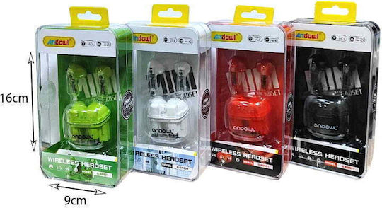 Andowl Q-BQS21 In-ear Bluetooth Handsfree Ακουστικά με Θήκη Φόρτισης Πορτοκαλί