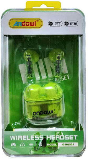 Andowl Q-BQS21 In-ear Bluetooth Handsfree Ακουστικά με Θήκη Φόρτισης Πράσινα