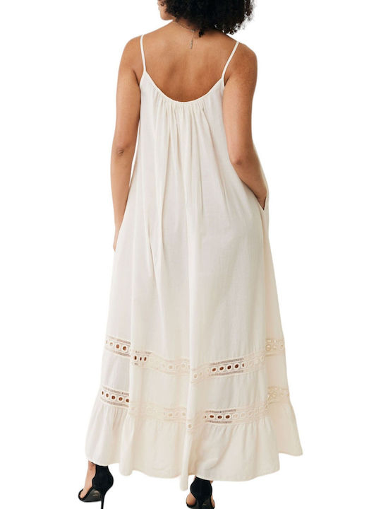 Mexx Maxi Dress with Ruffle Off White