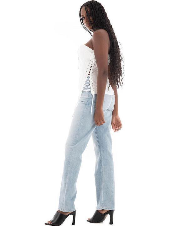Viktoria Women's Jean Trousers in Straight Line Light Aged Denim