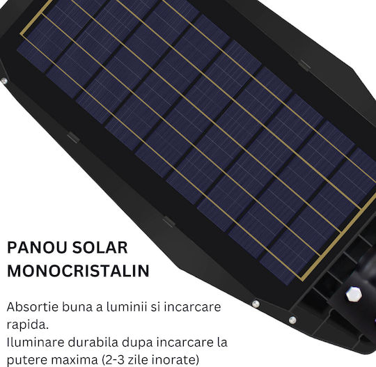 Lampă Solară Stradală 300W 2136lm Alb Rece 6000K cu Senzor de Mișcare și Telecomandă IP67 75cmx30cmx7cmcm