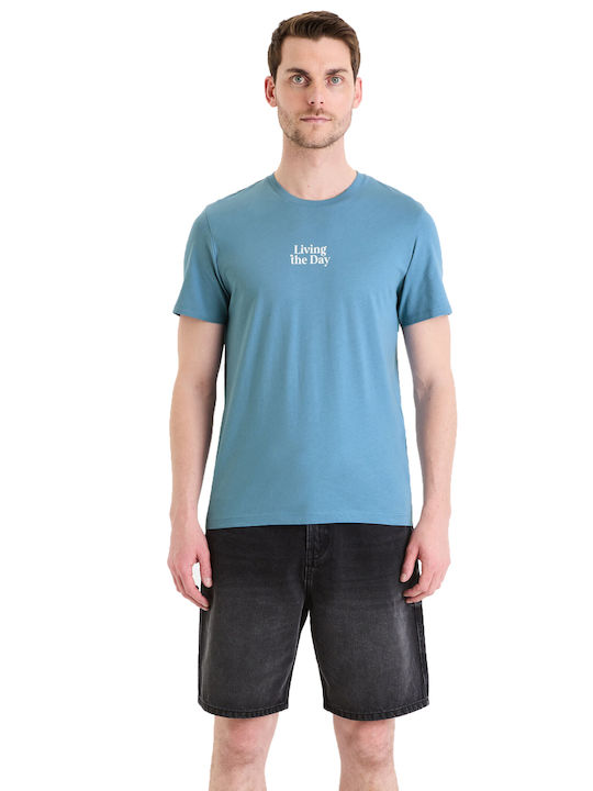 Celio Herren T-Shirt Kurzarm Bleu Dur