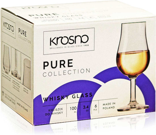 Krosno Set de pahare Whiskey din Cristal în Culoarea Argint Cu picior 100ml 6buc