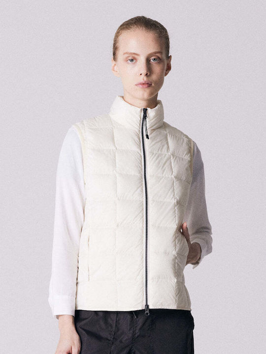 Taion Scurt Jachetă de femei Fără mâneci Puffer pentru iarnă Off White