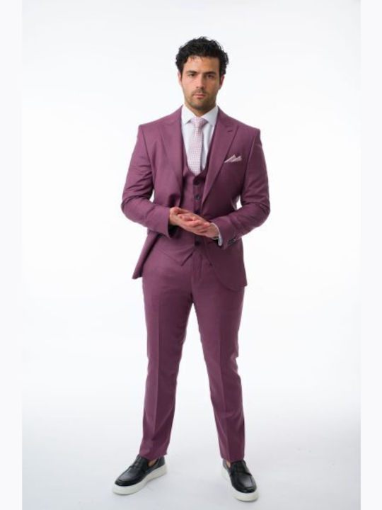 Vestă de costum pentru bărbați Massimo Veneziani 00797 Magenta