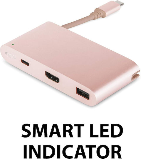 Moshi USB-C Stație de andocare cu HDMI 4K PD Rose Gold (99MO084207)