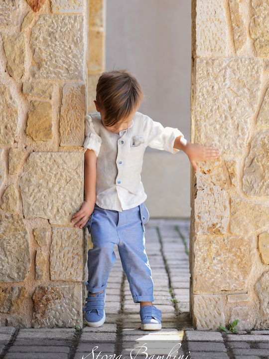 Stova Bambini Boys Linen Baptism Suit with Vest 6pcs Light Blue