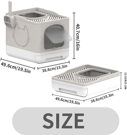 All For Paws Cat Toilet Closed Gray L49.6 x W38.8 x H40.7cm