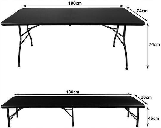 Campingmöbel Tischset aus Stahl für Camping Klappbar Schwarz