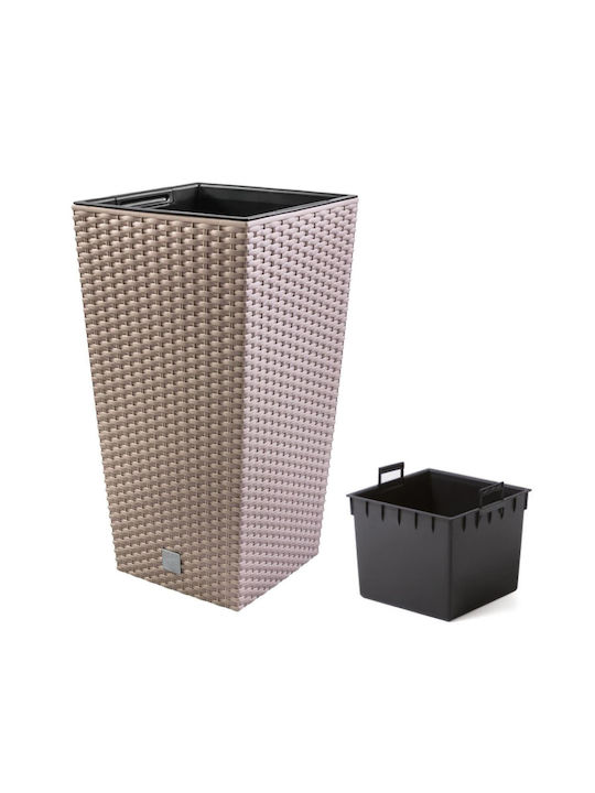 Prosperplast Vaze Pentru Plante Rattan Maro 22.5x22.5x42.1cm 2 Bucăți