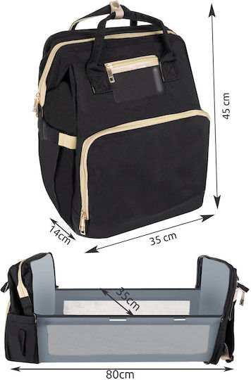 Wickeltasche-Wickelrucksack Schwarz 35x45x14cm.