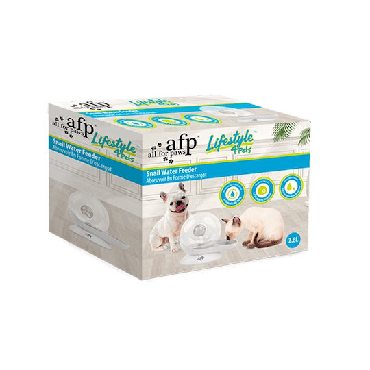 All For Paws Bowl with Container Water for Dog & Cat with Base 2.8lt in White Color