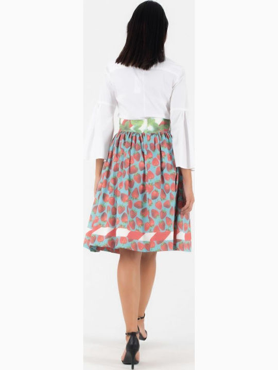 High-waisted Midi Skirt colorful