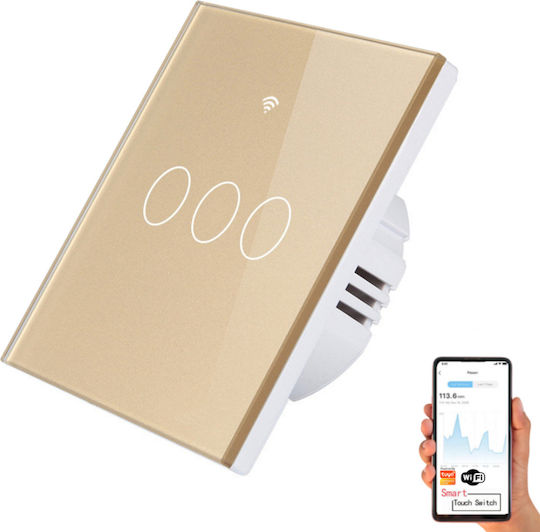 rezistent la apă Încastrat Comutator de Perete Wi-Fi Iluminat cu Cadru Auriu