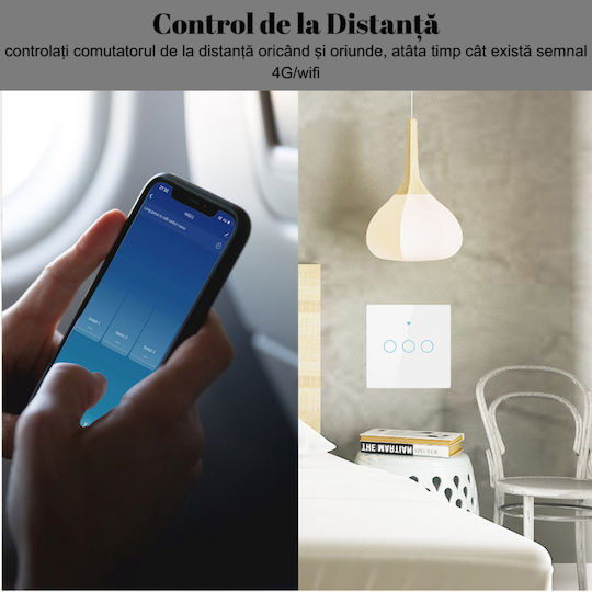 rezistent la apă Încastrat Comutator de Perete Wi-Fi Iluminat Sens unic cu Cadru Alb