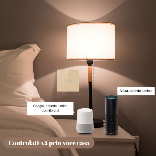 rezistent la apă Încastrat Comutator de Perete Wi-Fi Iluminat cu Cadru Auriu