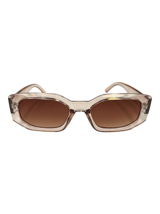 V-store Sunglasses with Transparent Plastic Frame and Brown Gradient Lens 5016BEIGE