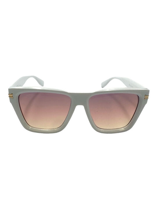 V-store Sunglasses with Gray Plastic Frame and Brown Gradient Lens 6516WHITE