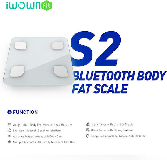 Life S2 Smart Badezimmerwaage mit Körperfettmessung & Bluetooth in Weiß Farbe