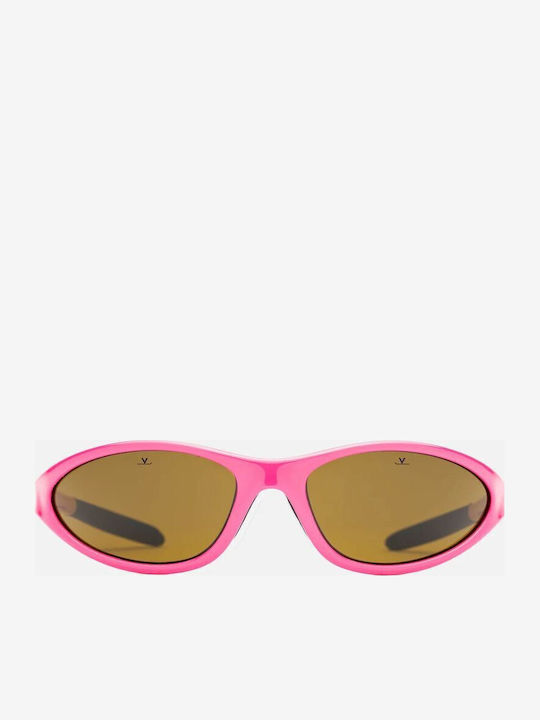 Unisex Sunglasses with Pink Plastic Frame and Pink Mirror Lens