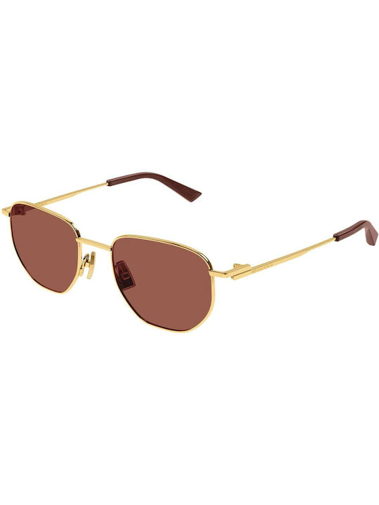 Bottega Veneta Sunglasses with Gold Metal Frame and Brown Lens BV1301S 003