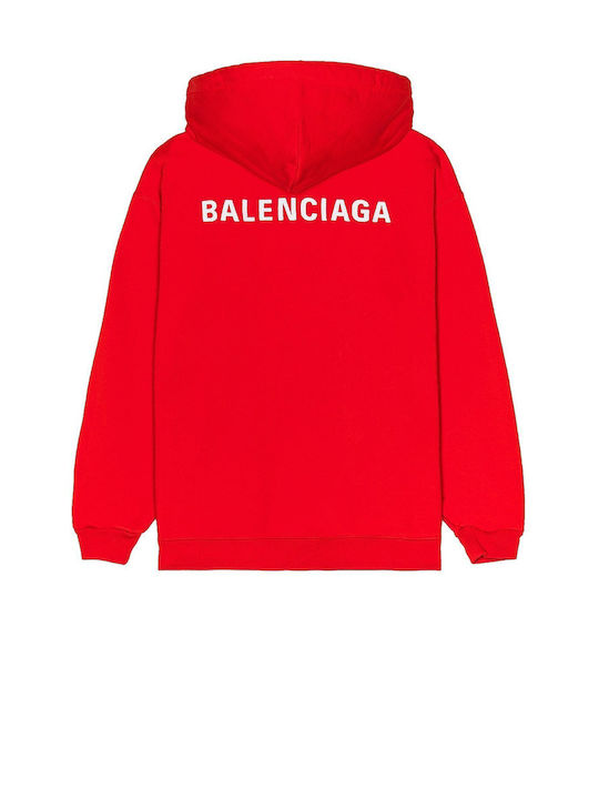 Balenciaga Men's Sweatshirt with Hood and Pockets Rouge